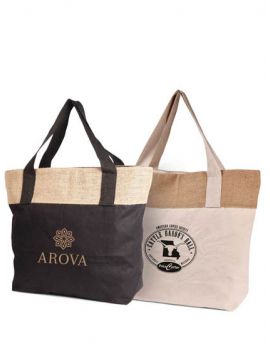 Custom Printed large 10 oz. cotton canvas tote bag leather handles