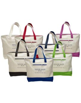 Custom Printed Cotton Canvas Boat Tote Bag with front Pocket